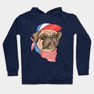 Pug dog USA flag Hoodie